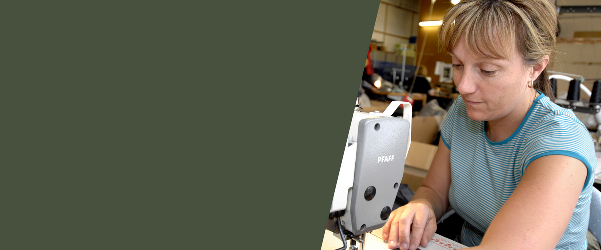 A machinist at work in the Snugpak UK factory.